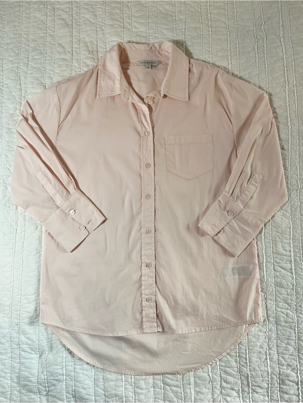 Liverpool Los Angeles Oversized Pink Button Down Blouse Shirt - XS